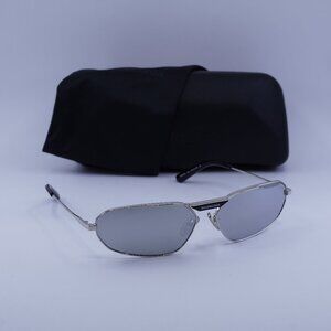 Balenciaga BB0245S 002 Geometric Sunglasses - Silver/Silver Mirror